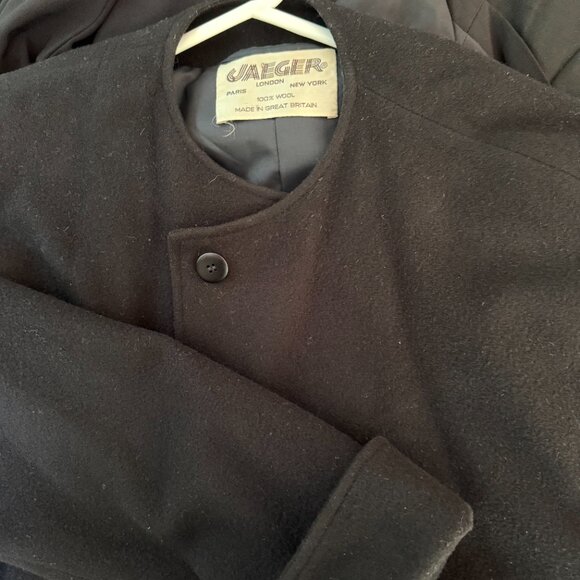 Jaeger Black Wool Button-up Swing Coat Jacket Womens, Size 12 - Picture 5 of 5